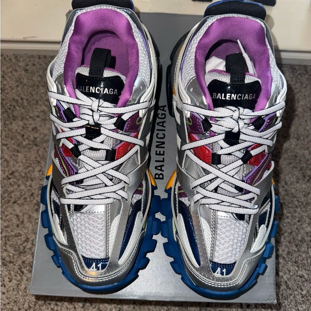 Balenciaga Purple and Silver Sneakers